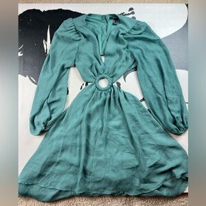 Forever 21 Teal Long Sleeve Dress with Ring Accent